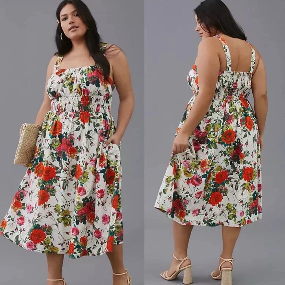 Anthropologie A-Line Midi Floral Dress